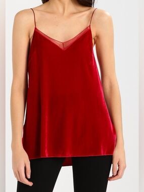 Intimately Free People Red Velvet V-Neck Cami Top Size XS